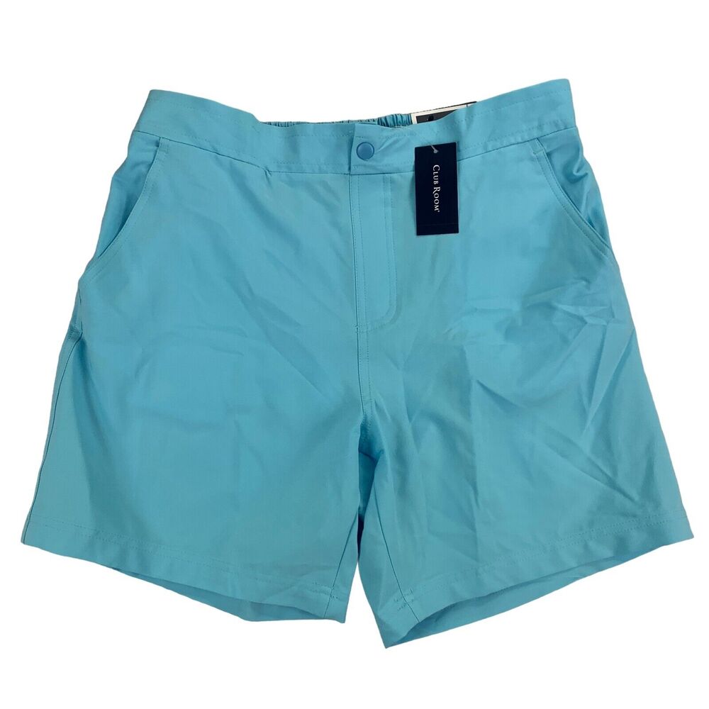 Club Room Mens Beach To Boardwalk 7" Hybrid Flat Front Swim Shorts Light Blue M